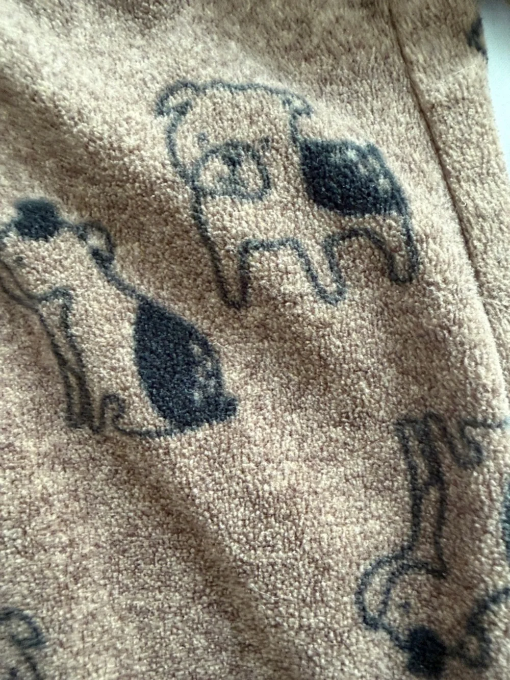 Childrens Brown Fleece Footed One-Piece with Puppy Print
